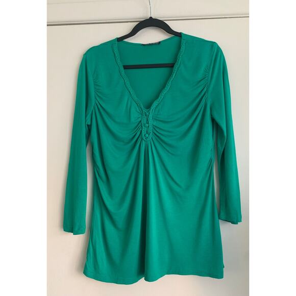 Cable & Gauge Womens Large Green Stretch Top  Shirt - Picture 1 of 7